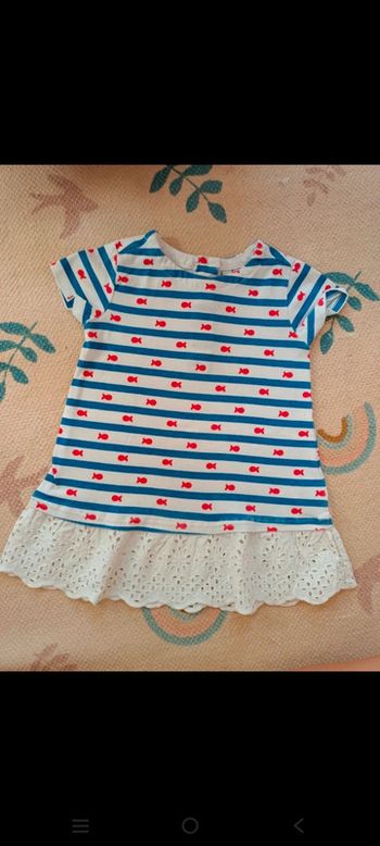 Robe marinière dentelle poisson rouge 24 mois