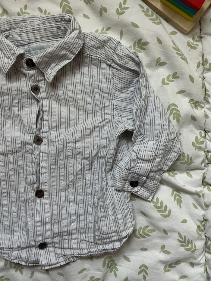 chemise manches longues blanc rayé paillettes argent 12 mois kimbaloo - photo numéro 4