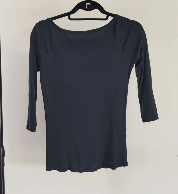 Benetton Lot de 2 t-shirt manches 3/4 marine et blanc M - photo numéro 4