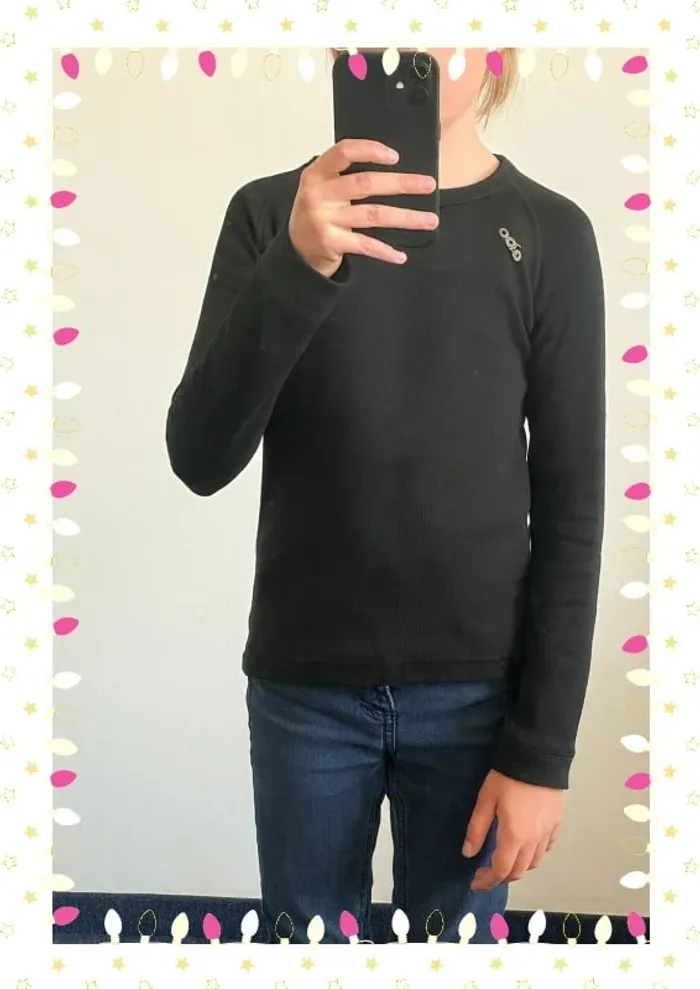 Sous-pull de ski enfant – 128 cm – Noir – Odlo