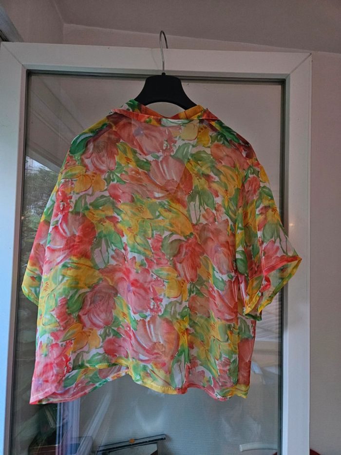 Chemise manches courtes vintage motif fleurie taille 38 - photo numéro 3