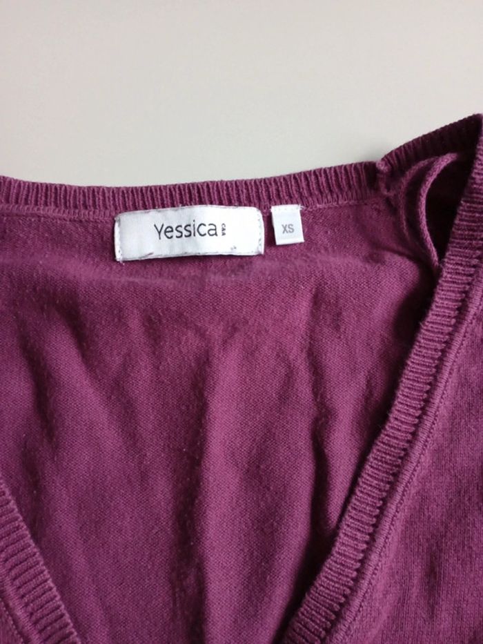 Gilet col v violet yessica c&A XS à bouton - photo numéro 5