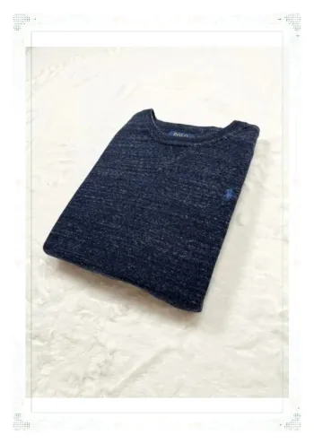 Ralph Lauren pull col rond bleu marine chiné homme taille M coton