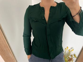 Blouse chemise Zara verte
