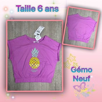T-shirt été violet avec sequins - taille 6 ans - neuf