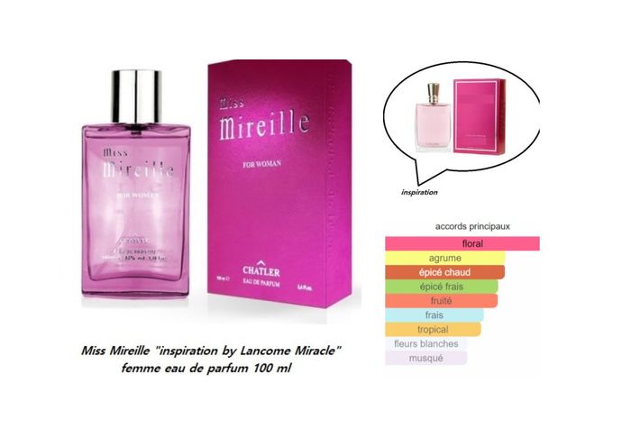 Miss Mireille " inspi L miracle " eau de parfum femme  100 ml - photo numéro 2