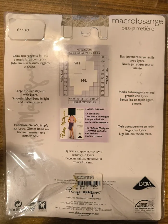 Bas Jarretière Philippe Matignon Avorio M/L Lycra Collant