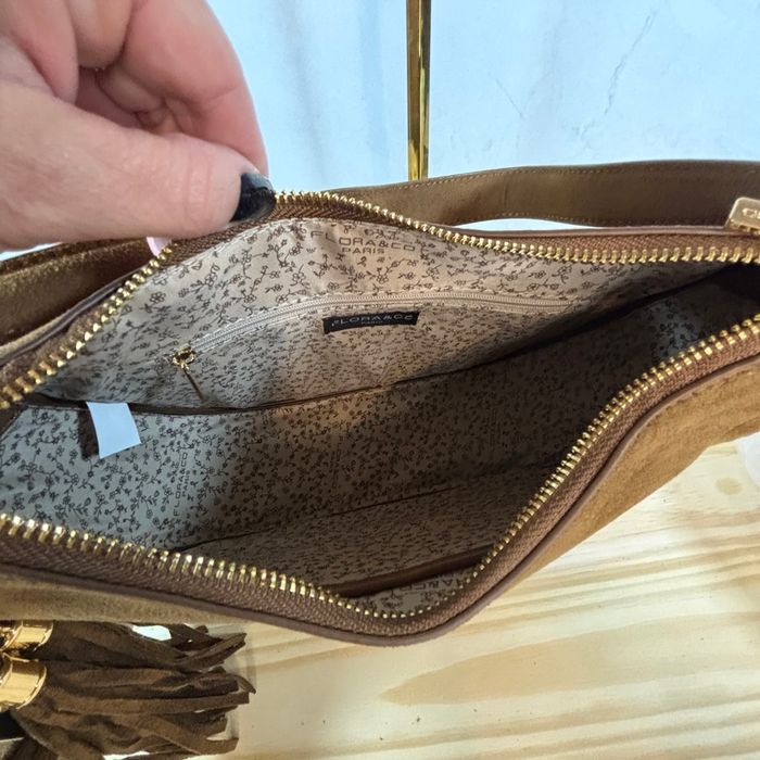 Sac bandoulière camel suédine chic rond idée cadeau neuf - photo numéro 2