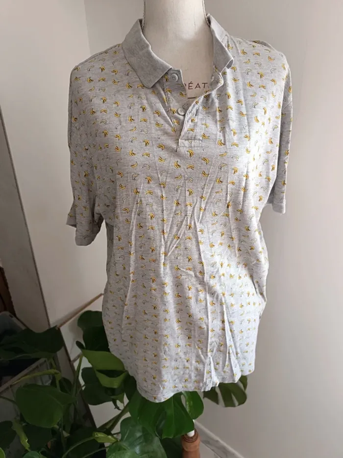 🎀 jolie polo gris motif banane taille XL c&a 🎀