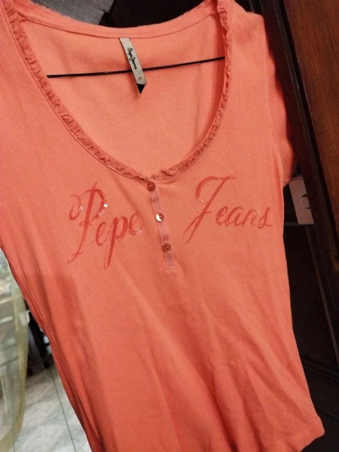 T-shirt top rose saumon Pepe Jeans M/38 y2k - photo numéro 4