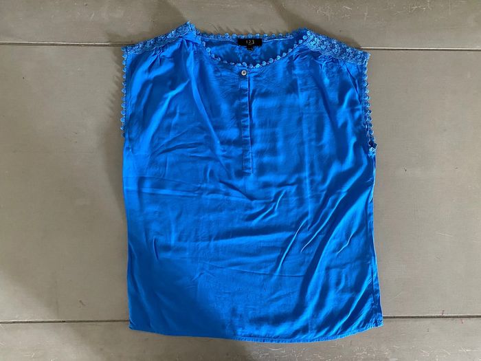 Blouse - tee shirt 123 bleue taille 38 - photo numéro 9