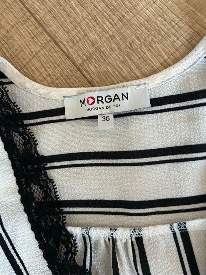 Blouse blanche et noire à manches courtes Morgan taille 36 TBE - photo numéro 9