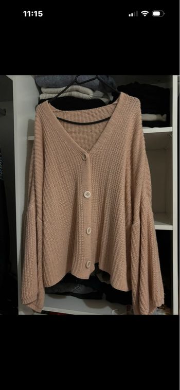 ensemble gilet pantalon pull rose