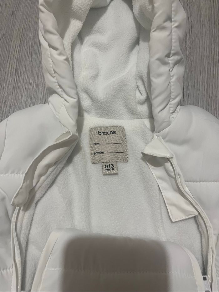 Combinaison à capuche blanche bébé Brioche – 0/3 mois - photo numéro 5