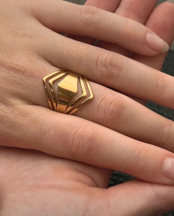 F90 bague acier inoxydable doré or tendance