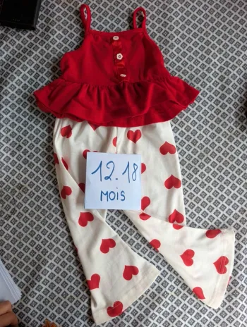 Ensemble coeur bébé fille 12/18 mois