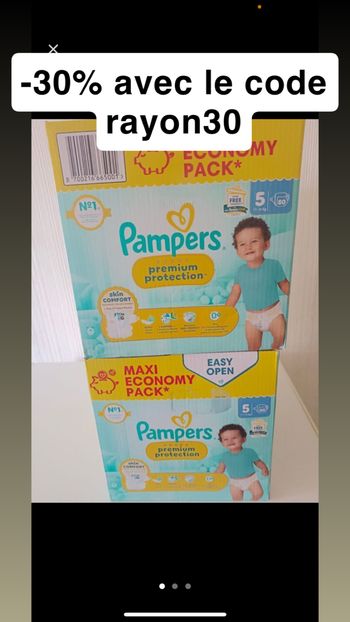 Deux paquets de couches Pampers taille 5