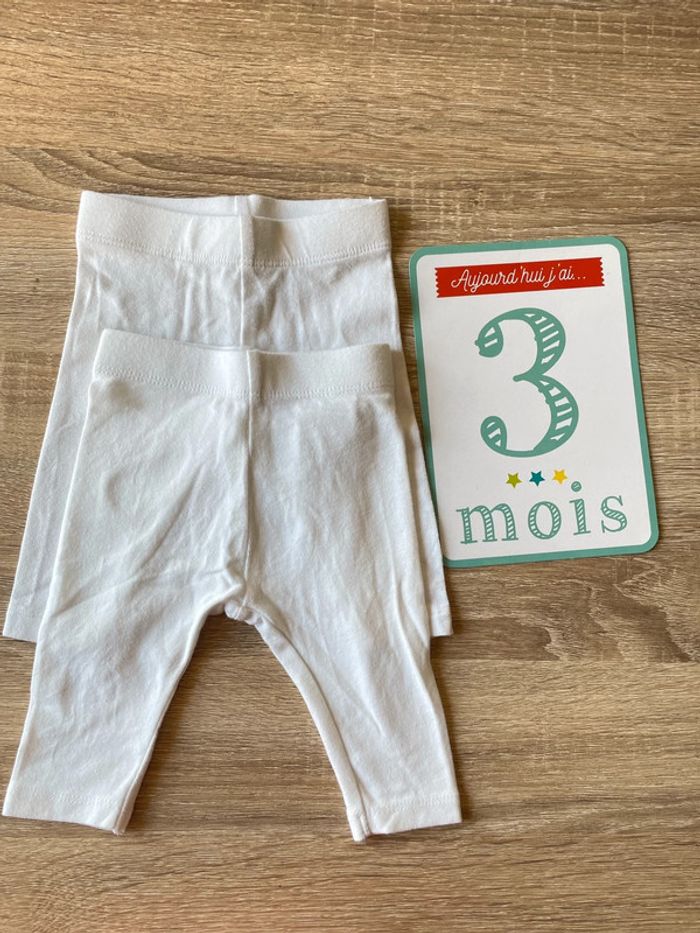 Lot de 2 leggings blanc t.3mois