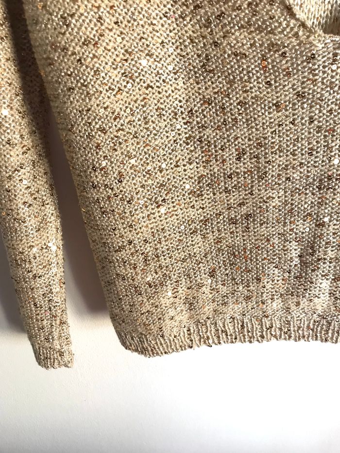 Pull beige à sequins et ouverture dans le dos taille unique - photo numéro 6