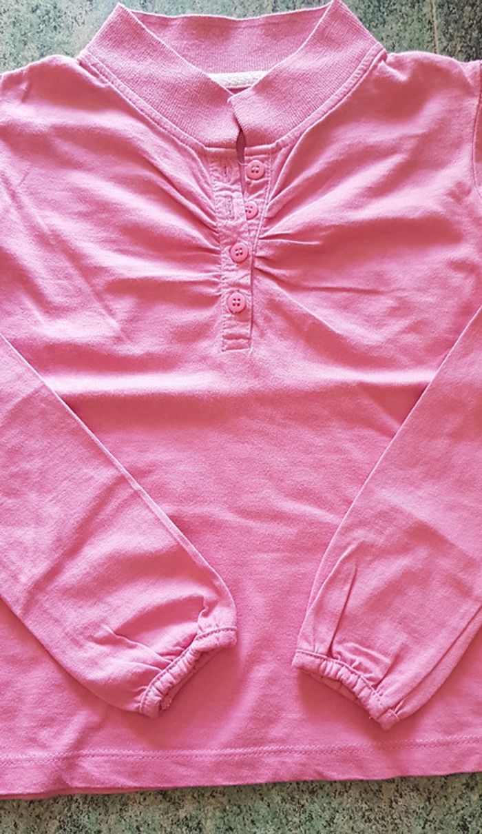 Tee-shirt polo fille rose