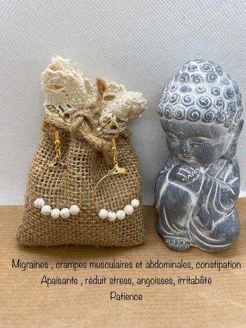 Boucles d’oreilles en magnésite , rondes et inoxydables , lithothérapie