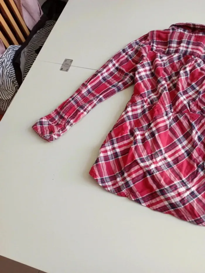 Chemise rayée à carreaux tissaia 12 ans rouge à pression - photo numéro 11