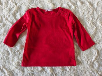 Tee shirt manches longues rouge DPAM taille 3 mois