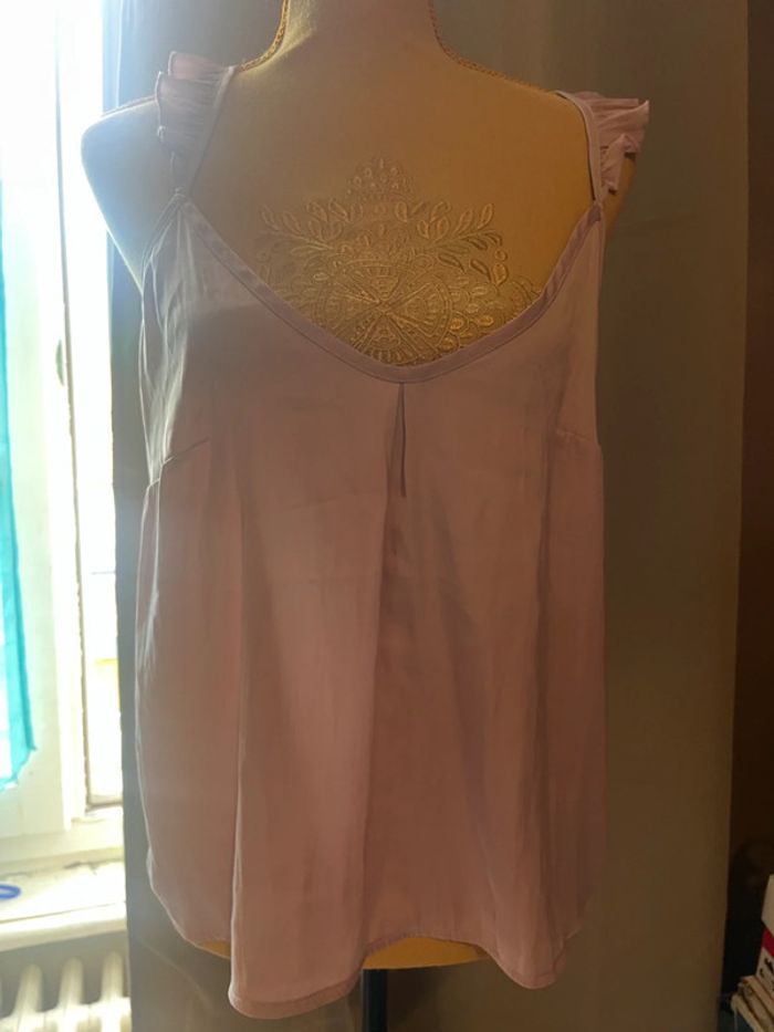 Debardeur satin dentelle rose taille M gémo