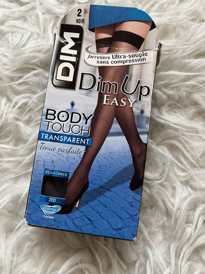 Bas jarretière transparent noir T2 Dim neufs