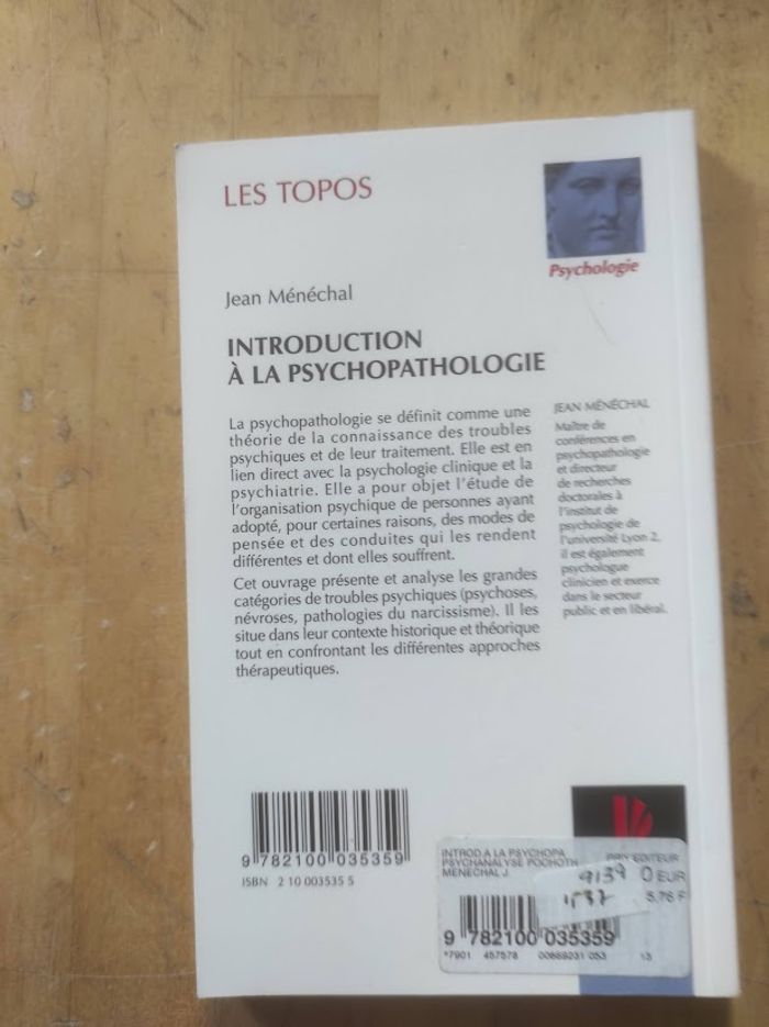 Introduction à la psychopathologie Jean Ménéchal Dunod 2002 - photo numéro 3