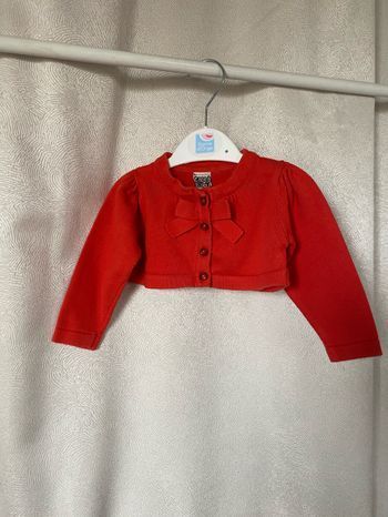 Superbe gilet court rouge orangé 6 mois Tape à l’œil