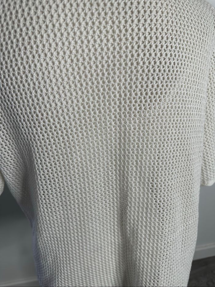 Cardigan en crochet tricot blanc crème Vintage T46 3XL - photo numéro 6