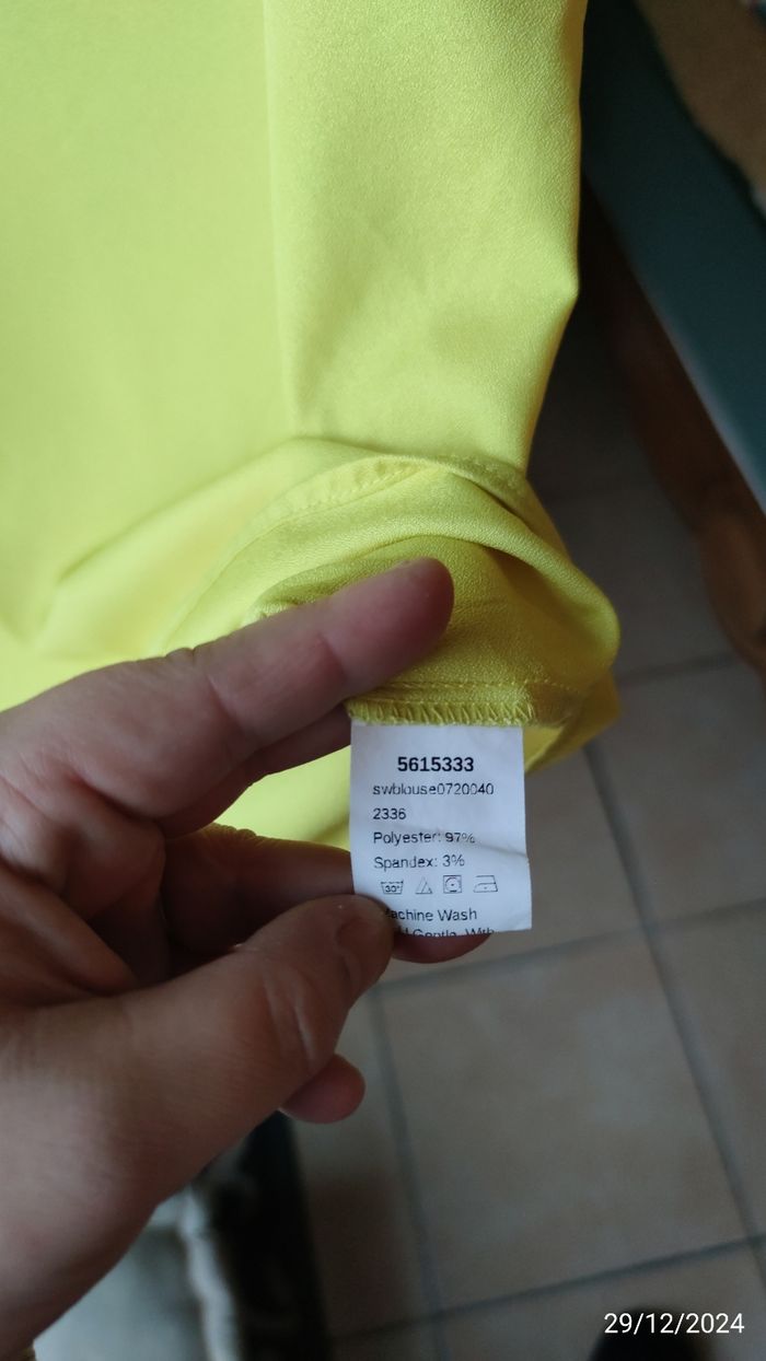 Blouse manches  dentelle  jaune - photo numéro 10