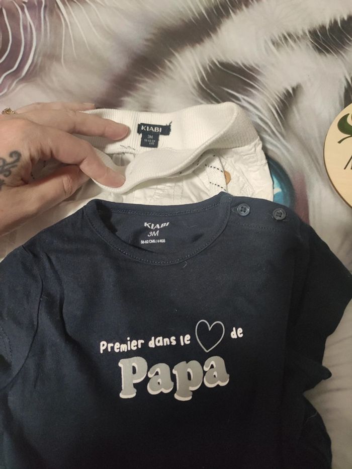 Ensemble garçon T-shirt (papa) pantalon 3 mois - photo numéro 3