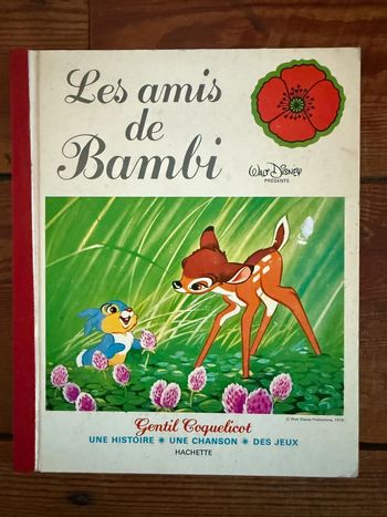 Livre ancien vintage Walt Disney Les amis de Bambi Gentil coquelicot Hachette cartonné