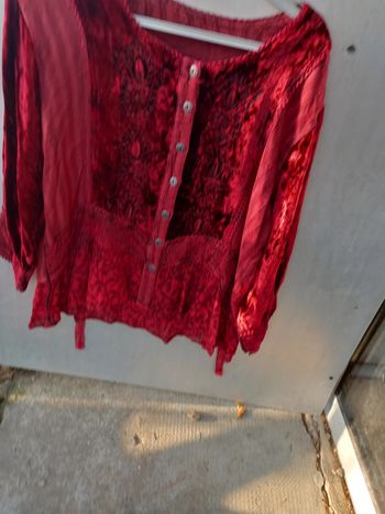 Blouse velours rouge