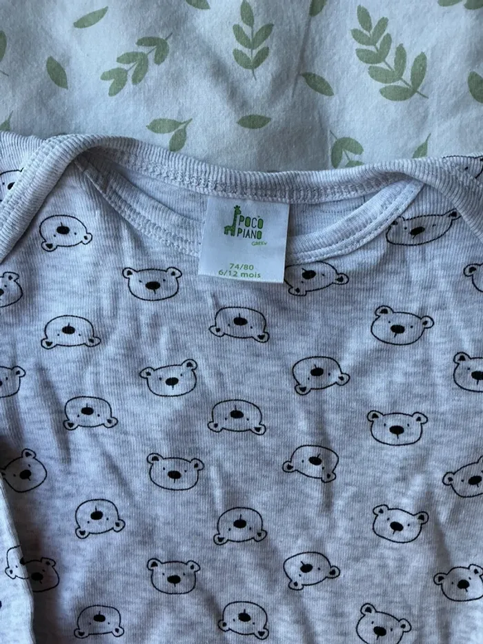 body manches longues gris motifs ours 12 mois poco piano - photo numéro 4