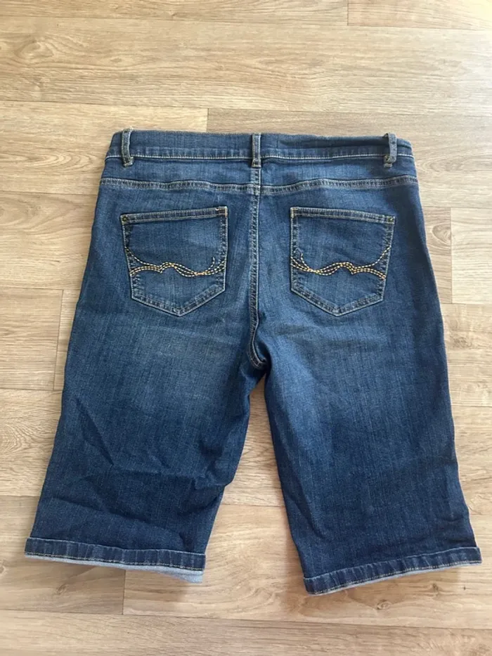 Camaïeu short, bermuda en jean bleu, brute, femme, taille 38 - photo numéro 4