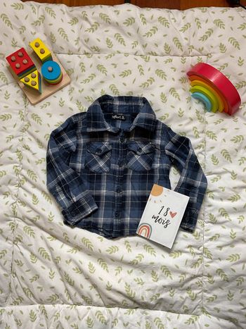 chemise manches longues bleu et gris 18 mois influx