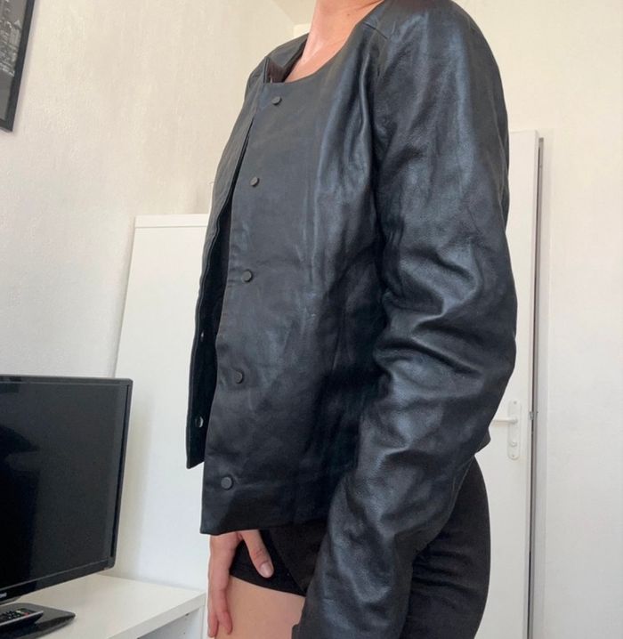 Veste en cuir camaïeu - photo numéro 3