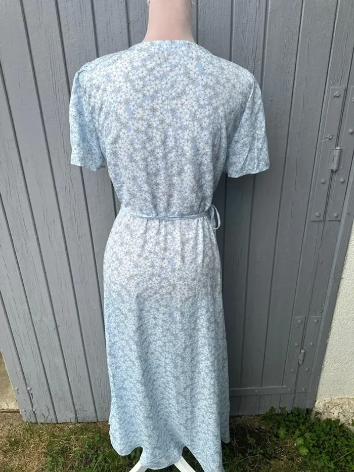 Robe longue été légère fluide bleu claire fleurie manches courtes 38/M - photo numéro 5