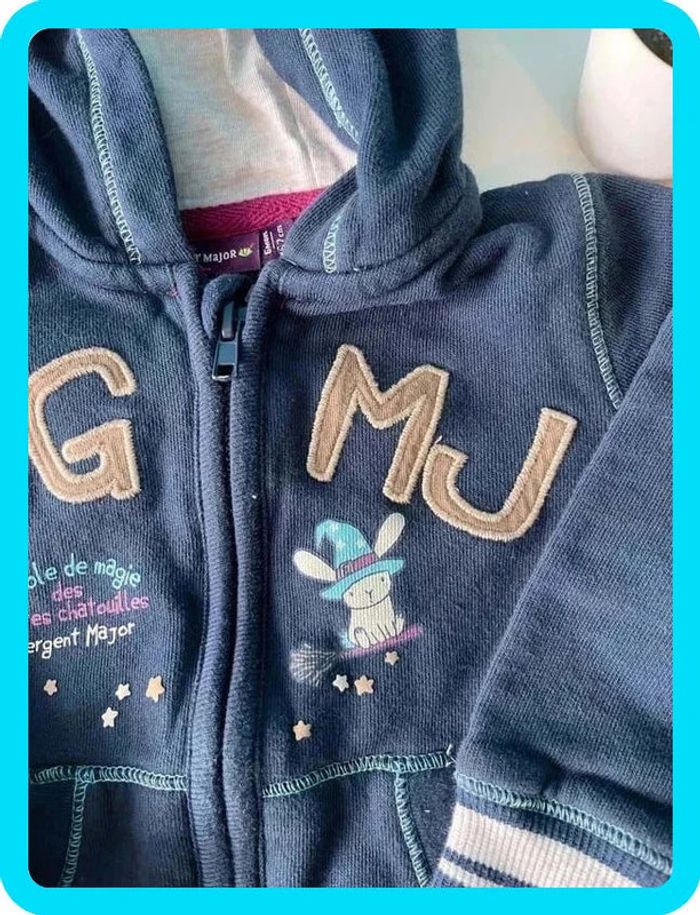 🎈Sweat zippé à capuche Sergent Major - Taille 6 mois - Parfait État!💫 - photo numéro 2