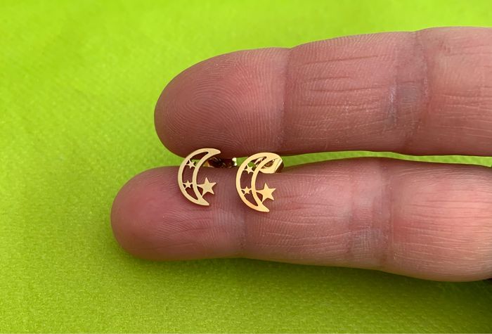Boucles d’oreilles lune étoile en acier inoxydable doré