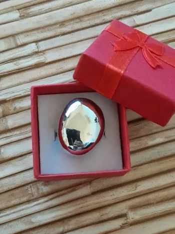 Bague argentée, ovale, réglable, pour des doigts fins 52 au 56 bijoux fantaisie