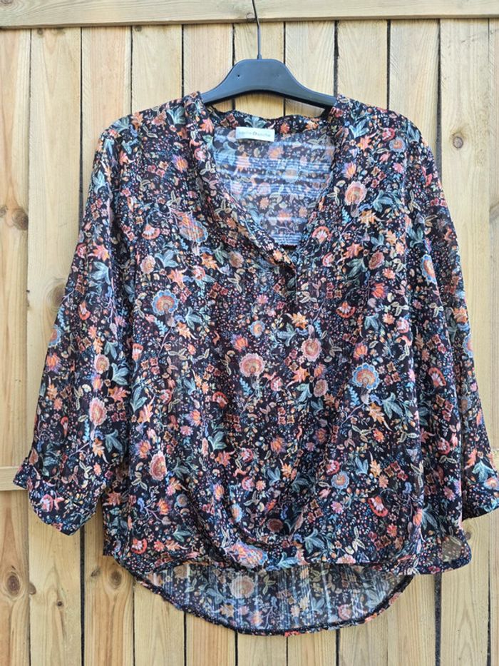 Tunique blouse Manches 3/4 voilage 🍒cache cache🍒taille 38/40/42 - photo numéro 3