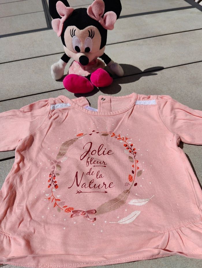 Tee shirt ml fille rose Gémo 18 mois - photo numéro 2