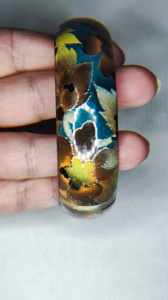 Bracelet en bois verni vintage - photo numéro 2