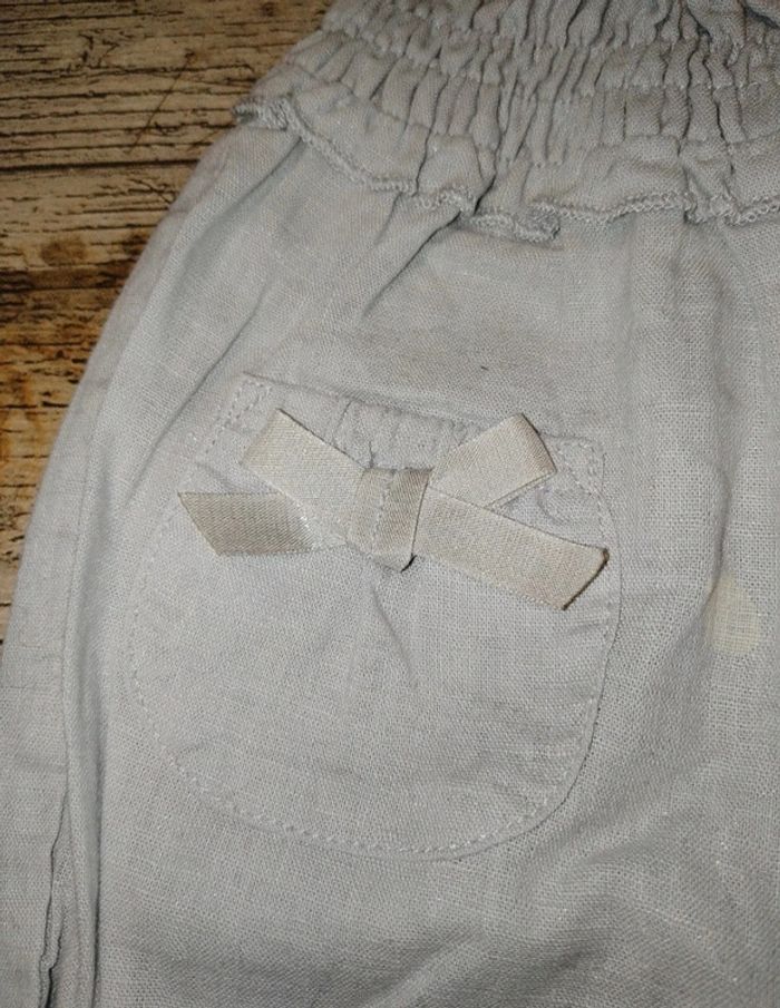 Joli pantacourt sarouel en lin été fille 3 mois - photo numéro 2