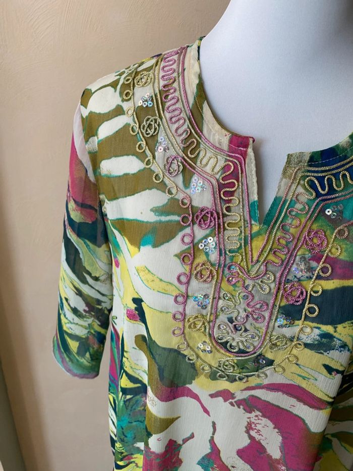 Robe voile brodé multicolore Yi Xiang XL - photo numéro 7