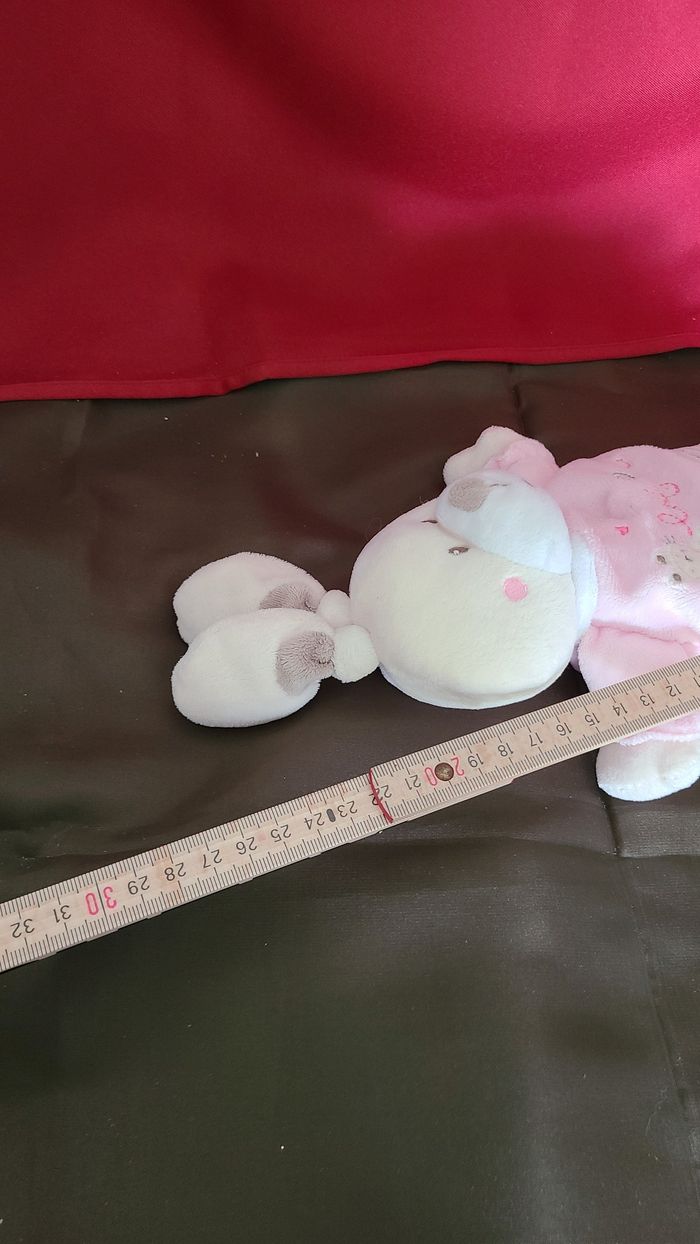 Doudou Lapin Rose Blanc Et Rayé Abc Nicotoy - photo numéro 5